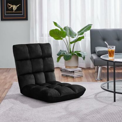Yaheetech Floor Folding chair, Gaming Sofa Chair with 14 Adjustable Positions,Portable Padded Lounge Chair with Backrest, Lazy Sleeper Recliner Chair 3 Yaheetech Floor Folding chair, Gaming Sofa Chair with 14 Adjustable Positions,Portable Padded Lounge Chair with Backrest, Lazy Sleeper Recliner Chair - Image 3