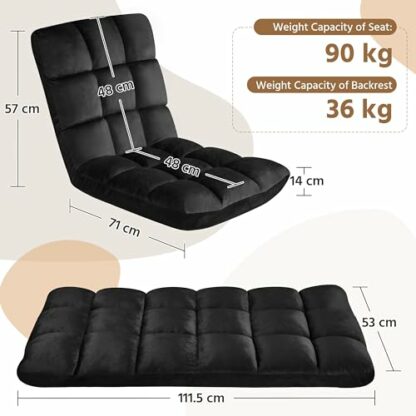 Yaheetech Floor Folding chair, Gaming Sofa Chair with 14 Adjustable Positions,Portable Padded Lounge Chair with Backrest, Lazy Sleeper Recliner Chair 4 Yaheetech Floor Folding chair, Gaming Sofa Chair with 14 Adjustable Positions,Portable Padded Lounge Chair with Backrest, Lazy Sleeper Recliner Chair - Image 4