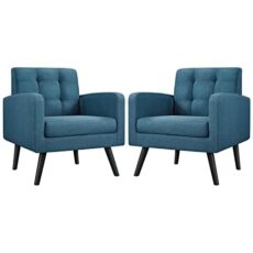 Yaheetech Modern Armchair, Mid-Century Accent Chair with Button Tufted Back&Wood Legs for Living Room/Bedroom/Office, 2 PCS