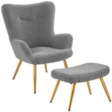 Yaheetech Modern Armchair Sherpa Fabric, Fuzzy Tub Chair