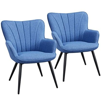 Yaheetech Modern Living Room Armchair Fabric Side Accent Chair Tub Chair with Curved Back Thick Soft Padded Seat and Armrest for Home or Bedroom, Set of 2 2 Yaheetech Modern Living Room Armchair Fabric Side Accent Chair Tub Chair with Curved Back Thick Soft Padded Seat and Armrest for Home or Bedroom, Set of 2 - Image 2