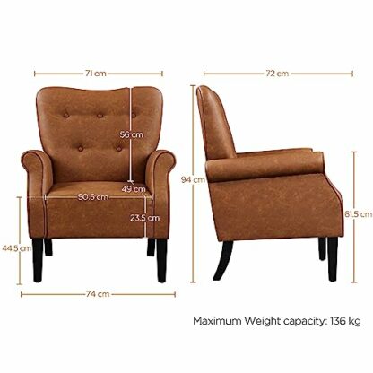 Yaheetech Modern Tub Chair, Mid-Century Accent chair Sofa Chair with Soft Padded and High Back for Living Room/Bedroom/Home Office 4 Yaheetech Modern Tub Chair, Mid-Century Accent chair Sofa Chair with Soft Padded and High Back for Living Room/Bedroom/Home Office - Image 4