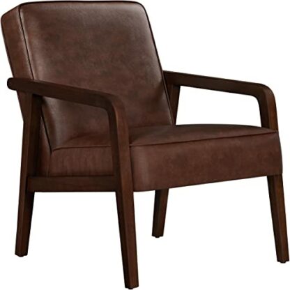 Yaheetech PU Leather Armchair, Modern Tub Chair, Retro Lounge Sofa Chair with Wood Frame and Comfortable Seat for Living Room Bedroom Home - Image 2