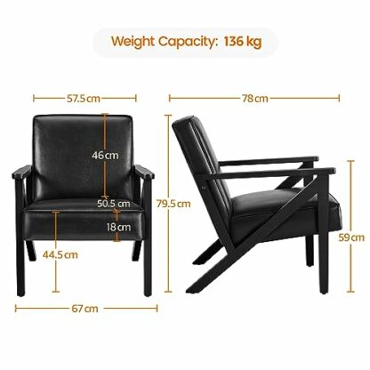 Yaheetech PU Leather Armchair, Modern Tub Chair, Retro Lounge Sofa Chair with Wood Frame and Comfortable Seat for Living Room Bedroom Home Office - Image 4