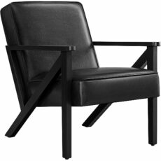 Yaheetech PU Leather Armchair, Modern Tub Chair, Retro Lounge Sofa Chair with Wood Frame and Comfortable Seat for Living Room Bedroom Home Office