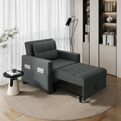 Yaheetech Sleeper Sofa Chair Bed Convertible Fabric Sofa Chair 3-in-1 Adjustable Sleep Bed Pullout Sofa for Living Room/Apartment/Small Space - Image 3