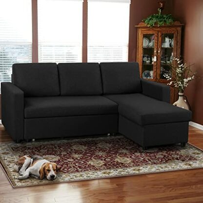 Yaheetech Sofa Bed L-Shaped Couch Sofa Corner Sofa 3 Seater Pull Out Sofa Bed with Storage, Convertible Click Clack Sofa Bed Settee Sectional Sofa for Living Room, Office - Image 3