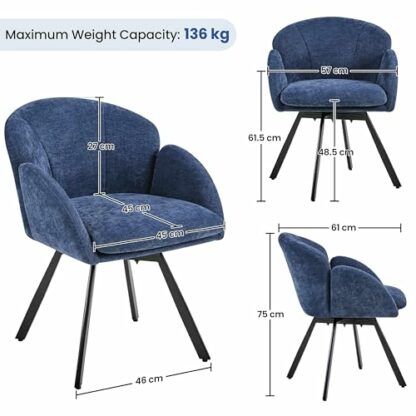 Yaheetech Swivel Tub Chair, Flower Shape Chenille Armchair, Cute Vanity Chair Accent Chair with Removable Seat Cushion for Living Room/Bedroom/Makeup 4 Yaheetech Swivel Tub Chair, Flower Shape Chenille Armchair, Cute Vanity Chair Accent Chair with Removable Seat Cushion for Living Room/Bedroom/Makeup - Image 4
