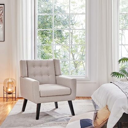 Yaheetech Tub Chair, Button Tufted Armchair, Linen Fabric Upholstered Accent Chair Leisure Chair for Living Room Bedroom Reading Nook 3 Yaheetech Tub Chair, Button Tufted Armchair, Linen Fabric Upholstered Accent Chair Leisure Chair for Living Room Bedroom Reading Nook - Image 3