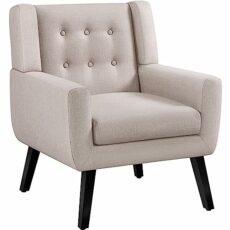 Yaheetech Tub Chair, Button Tufted Armchair, Linen Fabric Upholstered Accent Chair Leisure Chair for Living Room Bedroom Reading Nook