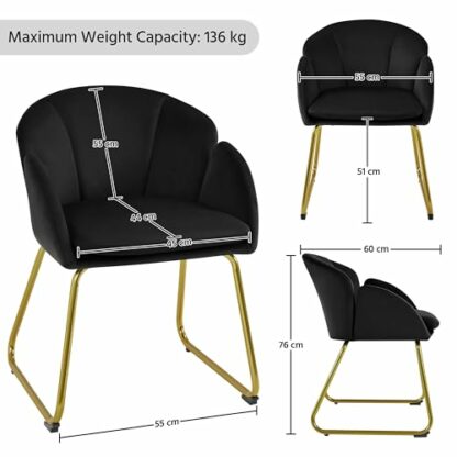 Yaheetech Tub Chair Vanity Chair, Modern Accent Armchair Lounge Chair Single Sofa with Golden Mental Legs for Living Room/Bedroom - Image 4