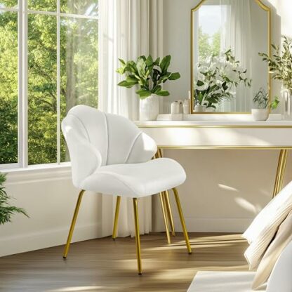 Yaheetech Velvet Armchair, Modern Tub Chair with Golden Metal Legs, Cute Vanity Chair Side Chair with Shell Shaped Backrest for Living Room/Bedroom/Makeup/Office 3 Yaheetech Velvet Armchair, Modern Tub Chair with Golden Metal Legs, Cute Vanity Chair Side Chair with Shell Shaped Backrest for Living Room/Bedroom/Makeup/Office - Image 3
