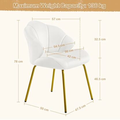Yaheetech Velvet Armchair, Modern Tub Chair with Golden Metal Legs, Cute Vanity Chair Side Chair with Shell Shaped Backrest for Living Room/Bedroom/Makeup/Office 4 Yaheetech Velvet Armchair, Modern Tub Chair with Golden Metal Legs, Cute Vanity Chair Side Chair with Shell Shaped Backrest for Living Room/Bedroom/Makeup/Office - Image 4