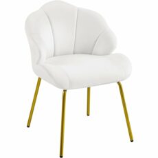 Yaheetech Velvet Armchair, Modern Tub Chair with Golden Metal Legs, Cute Vanity Chair Side Chair with Shell Shaped Backrest for Living Room/Bedroom/Makeup/Office