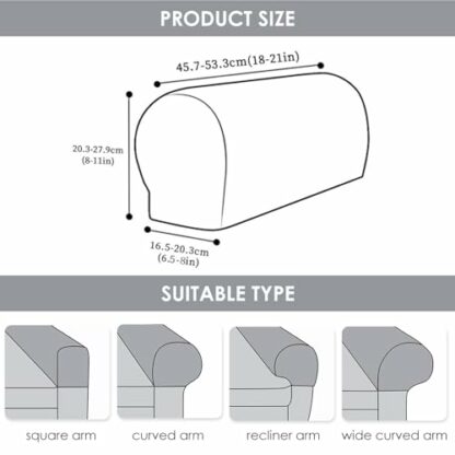 YancLife Armrest Chair Covers, Set of 2 Stretch Armchair Covers for Arms，Spandex Polyester Sofa Arm Caps Non Slip Armrest Covers Chairs Armchairs Couches Recliner for Furniture Protector - Image 3