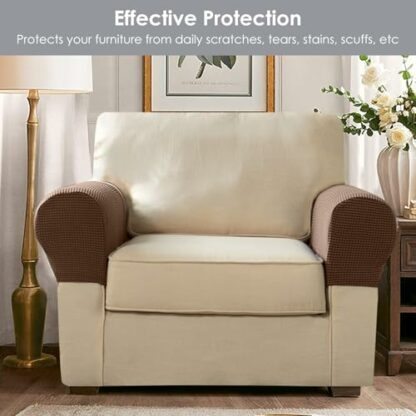 YancLife Armrest Chair Covers, Set of 4 Stretch Armchair Covers for Arms,Spandex Polyester Sofa Arm Caps Non Slip Armrest Covers for Chairs Furniture Protector Armchairs Sofa Couches Recliner 3 YancLife Armrest Chair Covers, Set of 4 Stretch Armchair Covers for Arms,Spandex Polyester Sofa Arm Caps Non Slip Armrest Covers for Chairs Furniture Protector Armchairs Sofa Couches Recliner - Image 3