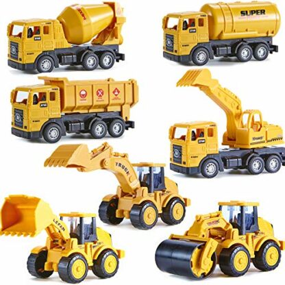 Yetech 7-1n-1 Construction Vehicles Toys Set with Play Mat - 7 Sturdy Engineering Trucks Toys, 27.6 * 31.5inches Play Mat, Christmas Birthday Gift for Toddlers Boys 3 4 5 6 7 Years Old - Image 3