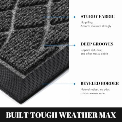 Yimobra Outdoor Door Mat, Heavy Duty Water Absorbent Mud Resistant Easy Clean Entry Outdoor Mats,Non Slip Backing, Exterior Mats for Outside Patio Porch Farmhouse 3 Yimobra Outdoor Door Mat, Heavy Duty Water Absorbent Mud Resistant Easy Clean Entry Outdoor Mats,Non Slip Backing, Exterior Mats for Outside Patio Porch Farmhouse - Image 3