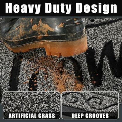 Yimobra Welcome Mat, Heavy Duty Sturdy Door Mats for Home Entrance Outdoor Indoor, Front Doormat for Outside Patio Floor Entry Porch Garage Office, Waterproof, Low Profile, 47X32 Inches, Black Grey - Image 3