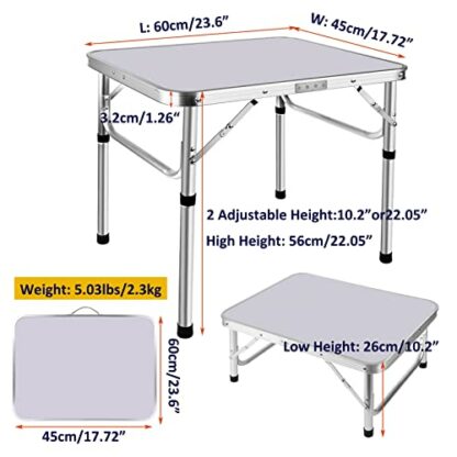 YouseaHome 4FT Heavy Duty Folding Table with Carrying Handle, for Outdoor Garden Picnic Cooking Beach Hiking Fishing with 3 Gear Adjustable Height 70cm/62cm/55cm… - Image 3