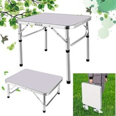 YouseaHome 4FT Heavy Duty Folding Table with Carrying Handle, for Outdoor Garden Picnic Cooking Beach Hiking Fishing with 3 Gear Adjustable Height 70cm/62cm/55cm…