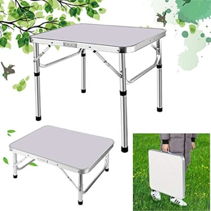 YouseaHome 4FT Heavy Duty Folding Table with Carrying Handle, for Outdoor Garden Picnic Cooking Beach Hiking Fishing with 3 Gear Adjustable Height 70cm/62cm/55cm… - Image 2