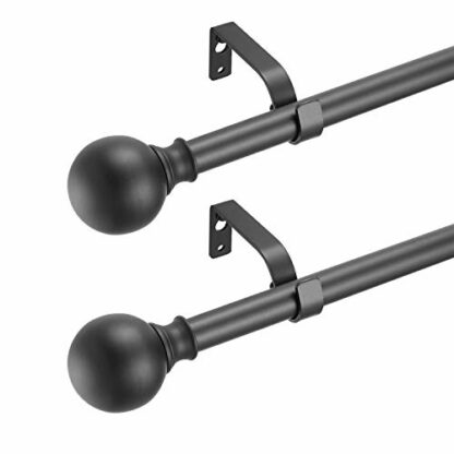 YuMierle Industrial Curtain Rods, Iron Curtain Rods for Windows 28 to 48, 3/4 Inch Curtain Rods Ball Finials, Black Curtain Rods, Outdoor Farmhouse Curtain Rod Room Divider, 28-48" Matte Black 2 Pack - Image 3