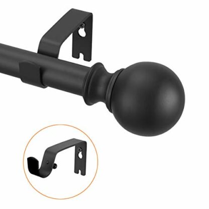 YuMierle Industrial Curtain Rods, Iron Curtain Rods for Windows 28 to 48, 3/4 Inch Curtain Rods Ball Finials, Black Curtain Rods, Outdoor Farmhouse Curtain Rod Room Divider, 28-48" Matte Black 2 Pack - Image 4