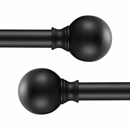 YuMierle Industrial Curtain Rods, Iron Curtain Rods for Windows 28 to 48, 3/4 Inch Curtain Rods Ball Finials, Black Curtain Rods, Outdoor Farmhouse Curtain Rod Room Divider, 28-48" Matte Black 2 Pack - Image 2
