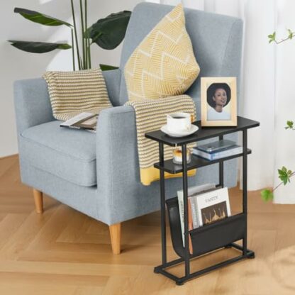 ZEXVIDA Small Side Table for Small Spaces - Slim End Table with Magazine Holder - 2 in 1 Narrow End Table Living Room - Skinny Bedside Table Nightstand Bedroom Thin Side Table 3 ZEXVIDA Small Side Table for Small Spaces - Slim End Table with Magazine Holder - 2 in 1 Narrow End Table Living Room - Skinny Bedside Table Nightstand Bedroom Thin Side Table - Image 3