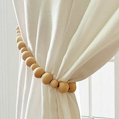 ZILucky Set of 2 Curtain Tie Backs, Natural Wood Drape Tiebacks, Window Treatment, Farmhouse Garland, Boho decor Accessories - Image 4