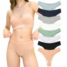 Zouwel 8PCS Cotton Thongs for Women, Sexy Ladies Underwear Panties Hipster Bikini Lingerie String Thong Underpants Women's Briefs Set