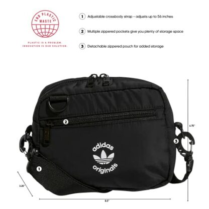 adidas Originals Unisex's Originals Puffer and Pouch Crossbody Bag Shoulder, Black/White, One Size - Image 3