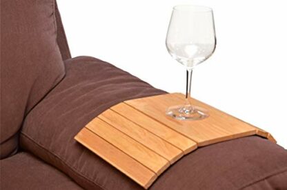 apollo THE HOUSEWARE BRAND Flexible Sofa Tray, Holder, Hevea Wood, Perfect for Wine or Snacks, Arm Chair Media Holder, Natural - Image 3