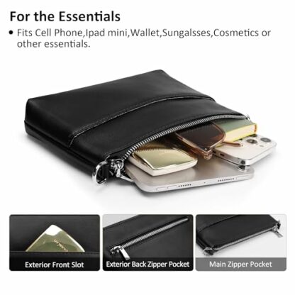 befen Women's Cross-body Bags, Genuine Leather Shoulder Handbags Functional Multi Pocket Small Cross Body Purse for Women - Image 3