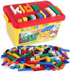 burgkidz Building Blocks, Classic Creative Bricks Includes Wheels Window Door Eyes, Bulk Colorful Building Construction Toys with Storage Box for Boys Girls Age 4-8 Years