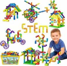 burgkidz Pipe Tube Toys,Kids Water Tube Locks Construction Building Blocks, Educational Building Learning Toys with Wheels and Baseplate for All Ages Boys Girls