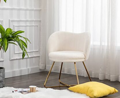 chairus Faux Fur Armchair Upholstered Living Room Balcony Occasional Accent Chair Home Vanity Chair with Metal Legs 4 chairus Faux Fur Armchair Upholstered Living Room Balcony Occasional Accent Chair Home Vanity Chair with Metal Legs - Image 4