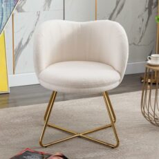 chairus Faux Fur Armchair Upholstered Living Room Balcony Occasional Accent Chair Home Vanity Chair with Metal Legs