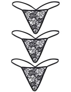 comeondear Women's Lace G-strings Thongs Tangas Plus Size Floral Underwear Briefs