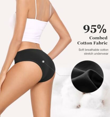 coskefy Underwear Women, 6 Pack Cotton Knickers Soft Breathable Briefs Comfy Hipster Panties Ladies Underpants - Image 4