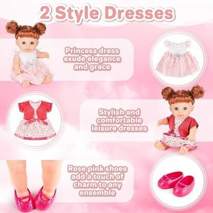 deAO Baby Doll Toys Girl Doll Dress-Up Doll Toy Set baby dolls for girls, Baby Doll Clothes & Dolls Accessories for 3 4 5 6 Year Old Girls Boys for Birthdays and Christmas 3 deAO Baby Doll Toys Girl Doll Dress-Up Doll Toy Set baby dolls for girls, Baby Doll Clothes & Dolls Accessories for 3 4 5 6 Year Old Girls Boys for Birthdays and Christmas - Image 3