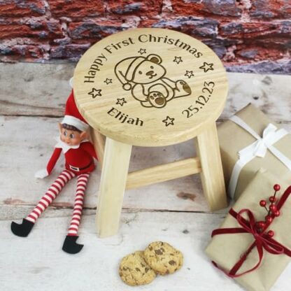 eBuyGB Personalised Happy First Christmas Stool with Name, Child’s Wooden Baby Chair, 1st for Daughter, Son, Godson, Goddaughter, Godson 4 eBuyGB Personalised Happy First Christmas Stool with Name, Child’s Wooden Baby Chair, 1st for Daughter, Son, Godson, Goddaughter, Godson - Image 4