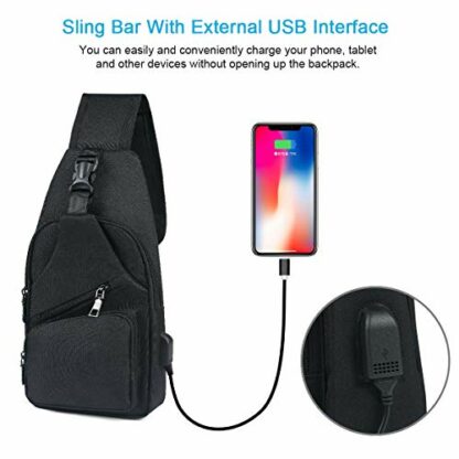 flintronic Sling Bag, Chest Bag with USB Charging Port, Men Women Lightweight Crossbody For Hiking,Cycling, Traveling 4 flintronic Sling Bag, Chest Bag with USB Charging Port, Men Women Lightweight Crossbody For Hiking,Cycling, Traveling - Image 4