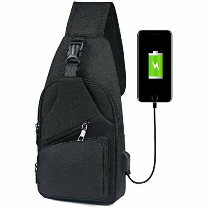 flintronic Sling Bag, Chest Bag with USB Charging Port, Men Women Lightweight Crossbody For Hiking,Cycling, Traveling 2 flintronic Sling Bag, Chest Bag with USB Charging Port, Men Women Lightweight Crossbody For Hiking,Cycling, Traveling - Image 2