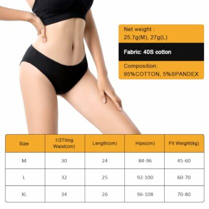 flintronic Women's Underwear, 6 Pcs Cotton Breathable Knickers Multipack, Stretchy Mid-Low Rise Hipster Panties, Soft Comfortable Ladies Basic Briefs for Daily Wear - Image 3