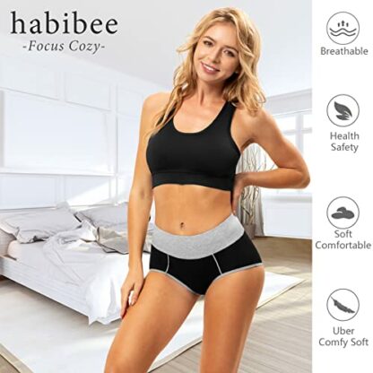 habibee Women's Underwear Cotton Panties for Women High Waisted Stretch Soft 5 Pack - Image 3