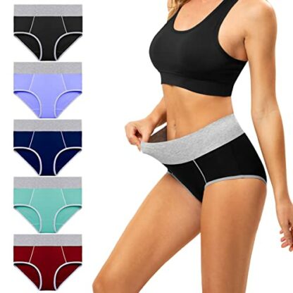 habibee Women's Underwear Cotton Panties for Women High Waisted Stretch Soft 5 Pack - Image 2