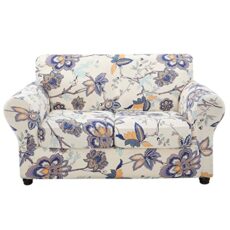 hyha Printed Couch Covers for 3 Cushion Couch Sofa - Floral Sofa Covers with Separate Cushion Covers, 4 Pieces Stretch Sofa Slipcovers Washable Furniture Protector for Dogs