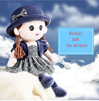 iEasey Adorable Baby Girl Rag Doll Soft Cuddly Ragdoll Princess Doll with Dress Soft Stuffed Plush Toy Dolls for Girls Age 0+, Baby First Doll Baby Shower Present Girl Birthday Christening Gift - Image 3